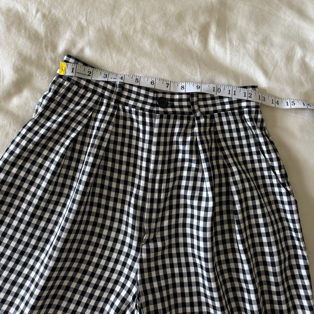 Vintage Rayon Pleated Gingham Bermuda Shorts - Picture 7 of 10